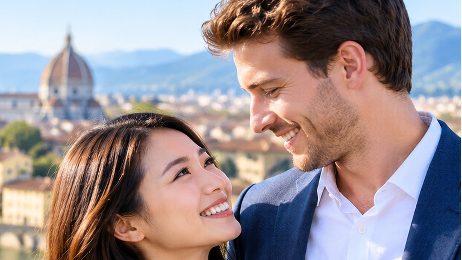 国際結婚を考えるカップルの自然なポートレート